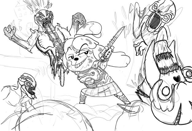 Unfinished Doom X Animal Crossing Sketch